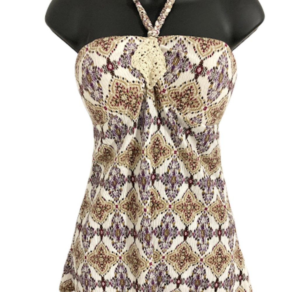 Self Esteem Paisley Multicolor Halter Top Sweetheart Neckline Size M Medium